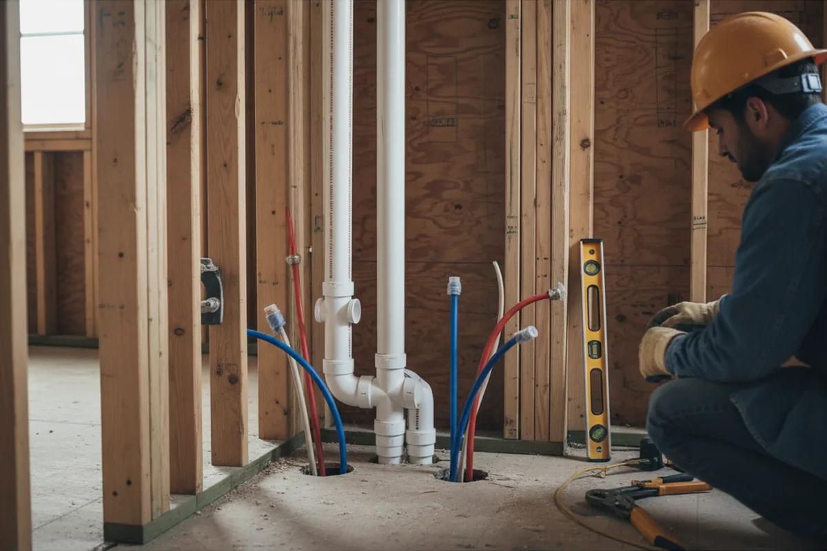 Drain and supply rough-in during Leak Detection in Norwood